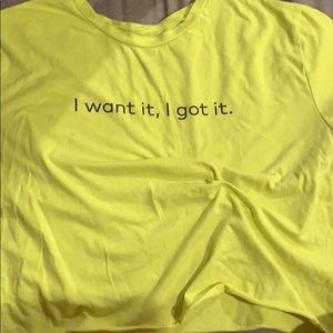 Light lime green Crop top with saying